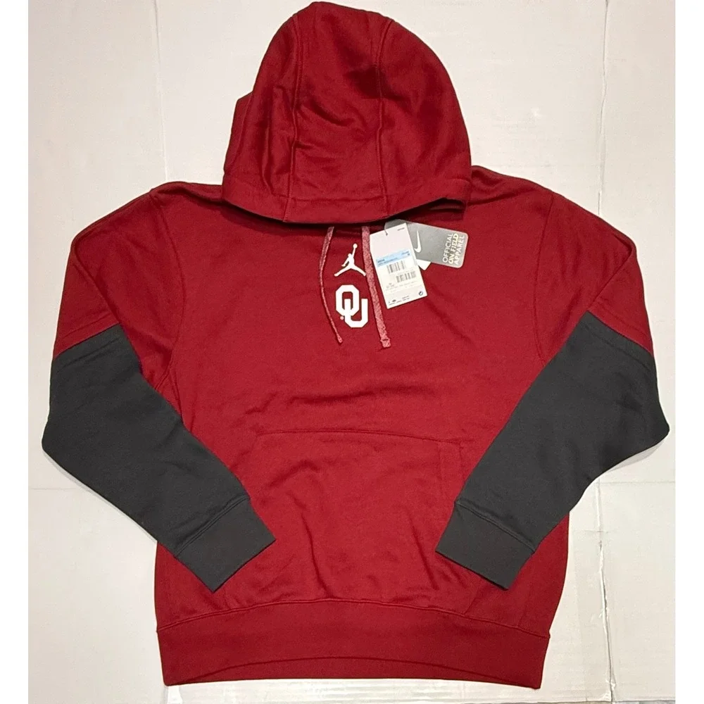 Jordan Oklahoma Sooners NCAA Team‎ Issue Club Hoodie Mens Medium Crimson Red OU